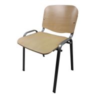 Lot de 5 chaises Woody piètement gris alu coloris hêtre naturel