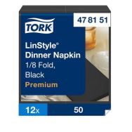 Lot de 600 Serviette Dinner noire pliage 1/8 12x 50 serviettes - Tork®