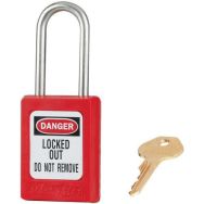 Lot de 6 Cadenas consignation anse s'entrouvrant - Inox - Rouge
