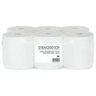 Lot de 6 Essuie-main rouleau 2 plis collés - blanc - Mp hygiène