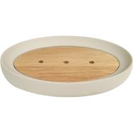 Lot de 6 Porte savon en polyrésine et bois Crème