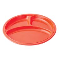 Lot de 6 assiettes rondes 3 compartiments mélamine Ø 21,5 cm Plastorex