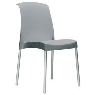 Lot de 6 chaises Jenny 4 pieds non feu gris clair/alu