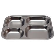 Lot de 6 plateaux 4 compartiments inox 24 x 17 x 3,3 cm