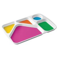Lot de 6 plateaux à 5 compartiments mélamine blanche multicolore