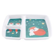 Lot de 6 plateaux baby 3 compartiments 25 x 21 cm mélamine blanche - renard