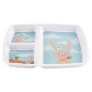 Lot de 6 plateaux baby 3 compartiments 25x21 cm mélamine blanche - lapin gourmet
