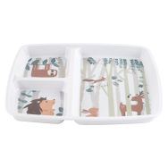 Lot de 6 plateaux baby 3 compartiments 25x21 cm mélamine blanche - rêve de forêt