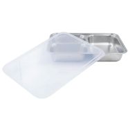 Lot de 6 plateaux inox 3 compartiments avec couvercle polypropylène