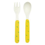 Lot de 6 sets de 2 couverts : 1 cuillère 1 fourchette mélamine - poire
