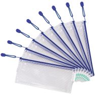 Lot de 8 Pochette renforcée à zip - Chéquier - Paysage - Bleu