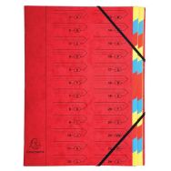 Lot de 8 Trieur agrafé avec élastiques 24 compartiments Rouge