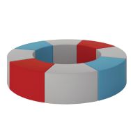 Lot de 8 poufs incurvés flexibles Filos mousse, gris, bleu, rouge