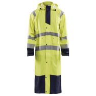 Manteau de pluie haute visibilité niveau 1 jaune fluorescent/marine