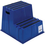 Marchepied antidérapant - 2 marches - bleu - Manutan