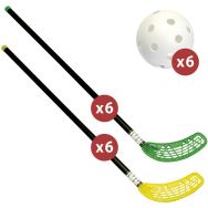 Matériel de unihockey fiber unihoc + lot de 12 crosses et 6 balles