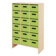 Meuble Basik 18 tiroirs carton 84 x 39 x 131 cm - hêtre/vert