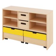 Meuble Basik 2 tiroirs bois 2 grands tiroirs 4 cases 112x39x74 cm - hêtre