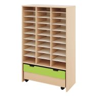 Meuble Basik 30 cases - 1 grand tiroir 84 x 39 x 131 cm - hêtre/vert