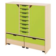 Meuble Basik 4 à 10 tiroirs carton - 2 grands tiroirs - portes
