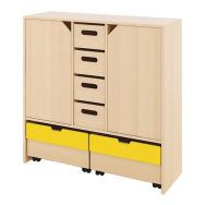 Meuble Basik 4 tiroirs bois 2 grands tiroirs - portes 112x39x112 cm hêtre