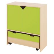 Meuble Basik à étagères - portes et grand tiroir hauteur 74 à 131 cm