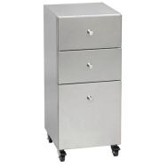 Meuble Coiffure MICA 3 Tiroirs sur roulettes coloris INOX