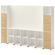 Meuble Ivo 10 cases + 2 colonnes avec portes et support TV