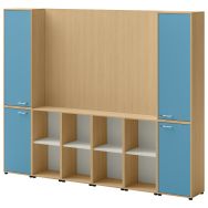 Meuble Ivo 8 cases + 2 colonnes avec portes et support TV