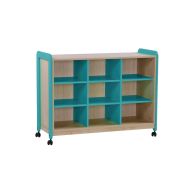 Meuble Lili 3 colonnes 9 niches avec roulettes hauteur 98 cm coloris turquoise