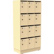 Meuble Octet 12 cases beige 90x180cm porte boîte lettres socle panneau