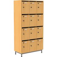 Meuble Octet 12 cases hêtre 90x180cm porte boîte lettre socle métal 90