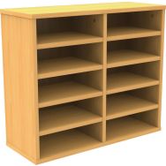 Meuble Octet courrier à poser, 2 colonnes, 10 cases, sans portes, coloris hêtre