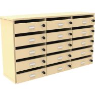 Meuble Octet courrier à poser 3 colonnes 15 cases portes boite aux lettres beige