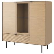 Meuble TULSA 1 porte verre 1 tiroir 2 portes Chêne