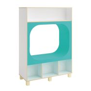 Meuble alcôve Moon sur pieds assise turquoise