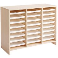 Meuble bas 24 plateaux blancs teinte bouleau