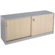 Meuble bas 2 portes coulissantes Hêtre/alu