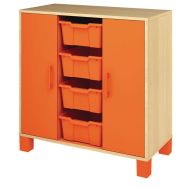 Meuble bas Confetti avec pieds - 4 bacs et portes