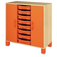 Meuble bas Confetti avec pieds - 8 bacs et portes