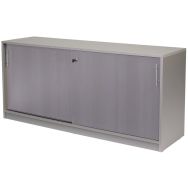 Meuble bas Majix 2 portes coulissantes coloris chêne gris/aluminium