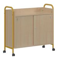 Meuble bas à roulettes portes coulissantes Chloé jaune RAL 1023