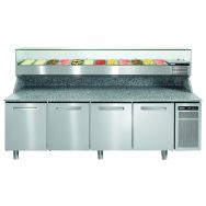 Meuble de préparation pizza, dessus granit et dosseret, 4 portes- PZSPR+ 840I