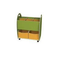 Meuble de rangement Emma hauteur 75 cm bac 6 cases, 2 tiroirs, Anis/Orange