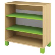 Meuble droit Confetti avec pieds 2 étagères bouleau/vert
