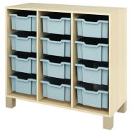 Meuble droit Confetti avec pieds et 12 bacs