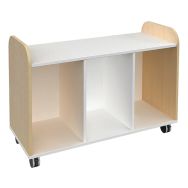 Meuble hauteur 74 cm 3 colonnes mélaminé bicolore blanc et hêtre