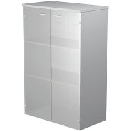 Meuble mi-haut Fast portes en verre - P35cm - Gris