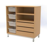 Meuble multi-rangement coloris hêtre, sur roulettes Oscar