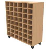 Meuble range serviettes 48 cases mélaminé sur roulettes hêtre 350/hêtre 350